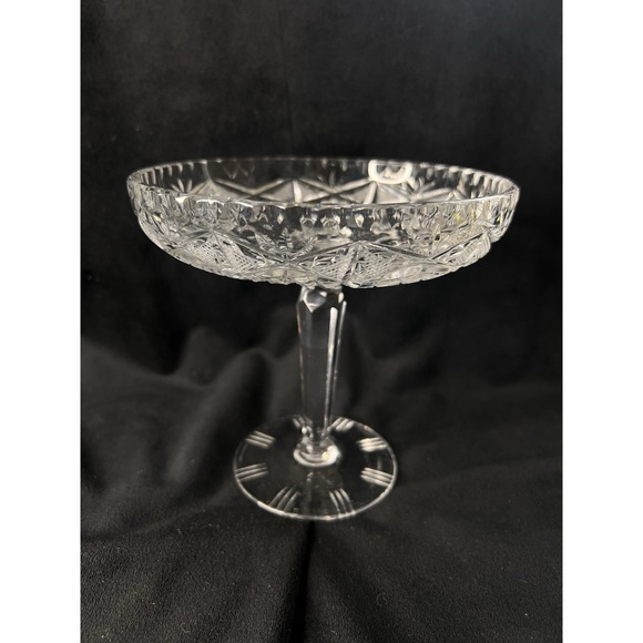 Vintage American Brilliant‎ Cut Crystal Footed Compote Bowl Candy Dish 5 3/4" - Picture 1 of 5